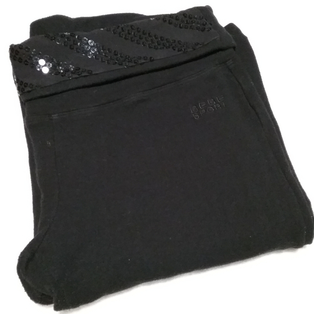BEBE Sport Foldover Black Leggings - Size M